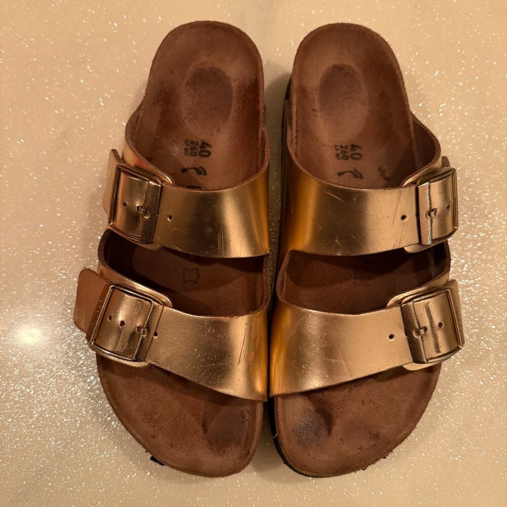 Birkenstock Papillio Arizona Platform Metallic Copper Leather 9 (40)